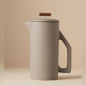 Anthropologie Yield Gray Ceramic French Press brand new in box